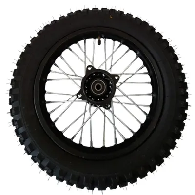 Produktbild von Dirtbike Komplettrad Pitbike Stahlfelge Ersatzreifen hinten 80/100-12 12mm Achse