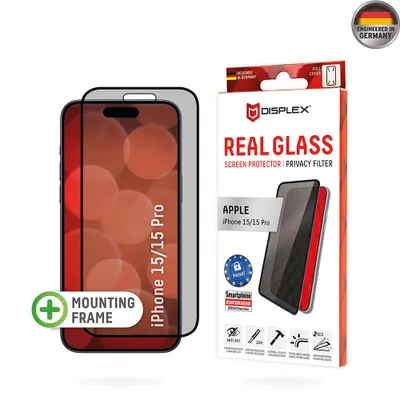 Obrázok produktu pre Displex Privacy sklo s plným pokrytím - iPhone 15 / 15 Pro - Čierna