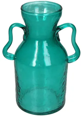 Immagine prodotto di Collezione HD, vaso in vetro, colore turchese, 13x13x18 cm