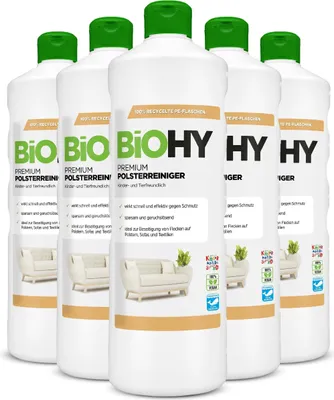 Produktbild von BiOHY Premium Polsterreiniger, Textilreiniger, Polsterreinigungsmittel, Sofa Reiniger – 6er Pack (6 x 1 Liter Flasche)