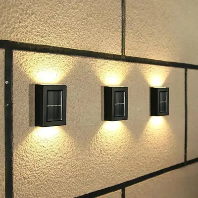 Produktbild von Solar-LED-Wandlichter 4er Set, Up & Down Licht, IP65 wasserdicht, für Garten, Terrasse, Treppen, robustes Aluminium & Kunststoff, schwarz, solarbetrieben