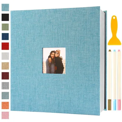 Produktbild von Fotoalbum Selbstklebend 33x32cm 120 Seiten Hellblau Leinenoptik