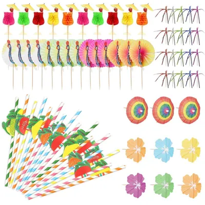 Produktbild von Cocktail Schirmchen 120 Stück Bunt Papier Wiederverwendbar für Deko & Getränke