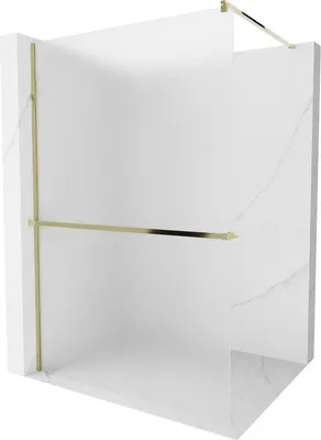 Produktbild von Mexen Kioto+ Duschwand mit Ablage und Reling 110 x 200 cm, Frost 8 mm, Gold - 800-110-121-50-30