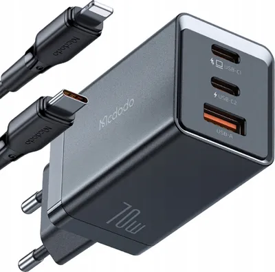 Immagine prodotto di Mcdodo Fast Charger Alimentazione 3X Usb-C Pd Usb Gan 67W Cavo 1M