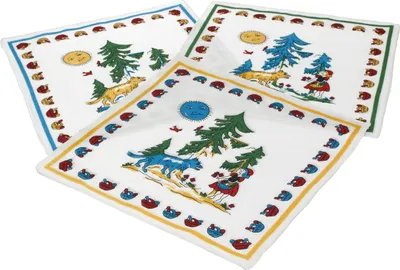 Produktbild von Betz 12 Stück Kinder Stoff Taschentücher Kindertaschentücher Set Größe 26x26 cm 100% Baumwolle Märchen Motiv Rotkäppchen Design 2