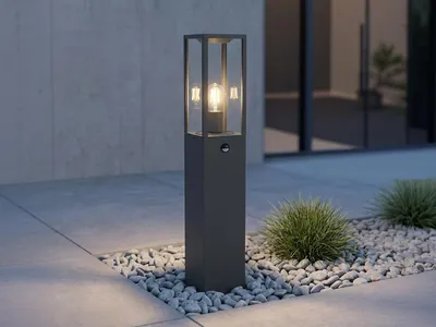 Produktbild von LED Pollerleuchte mit Bewegungsmelder Garten Wegbeleuchtung in Anthrazit, H:80cm