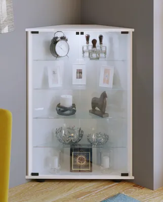Produktbild von VCM Glasvitrine stehend | Vitrine Glas mit ESG-Sicherheitsglas| Maße ca. H. 88 x B. 67 x T. 23 cm | Standvitrine Glas | Modern und platzsparend | Glas Vitrinenschrank – Vecko L