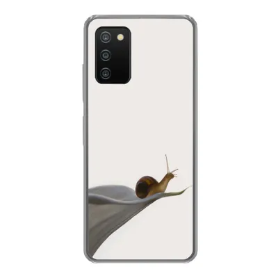 Produktbild von MuchoWow® Handyhülle Schutzhülle Hülle für Samsung Galaxy A03s Schnecke - Lilie - Grau Silikon Softcase Handy Hülle - Schutz
