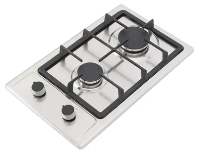 Productafbeelding van Gasfornuis, dubbele brander, roestvrijstalen constructie, zilverkleurig