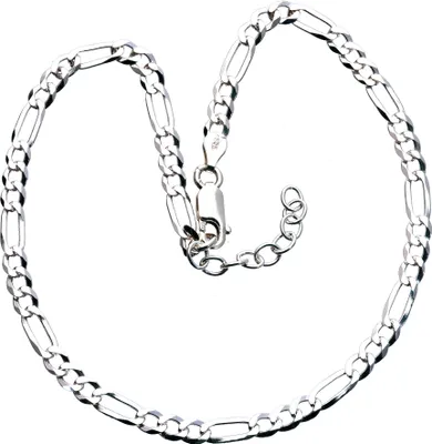Produktbild von Massives verstellbares Figaro Fußkettchen 28 cm lang aus echt Silber 925