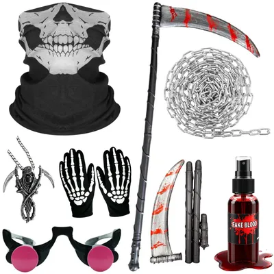 Horror-Kostümzubehör Set 6-teilig Totenkopfmaske Skeletthandschuhe