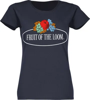 Produktbild von Fruit of the Loom Damen T-Shirt mit großem Vintage-Logo Farbe: deep navy Größe: XL