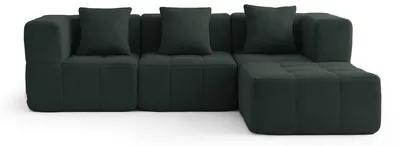 Produktbild von MILYSOFA SOFABULOUS 3-Sitzer-Modul-Ecksofa mit Chaiselongue, feiner Schlingenstoff, Waldgrün