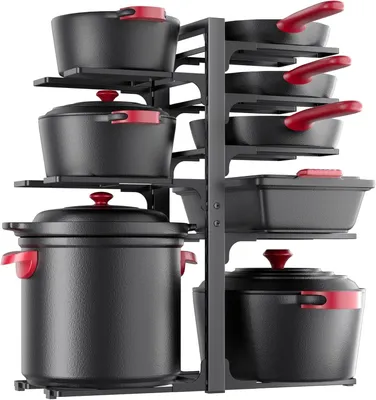 Zdjęcie produktu dla Organizer na garnki 52,8 cm, 8 warstw, do szafki kuchennej, regulowany