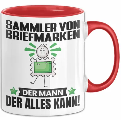 Produktbild von SammlervonBriefmarken Tasse Geschenk für SammlervonBriefmarken Der Mann Der Alles Kann Geschenkidee zum Geburtstag (Rot)