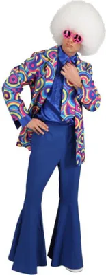 Produktbild von O7171-44-46 Crazy-blau Herren Hippieanzug Discoanzug Partyanzug Gr.44-46