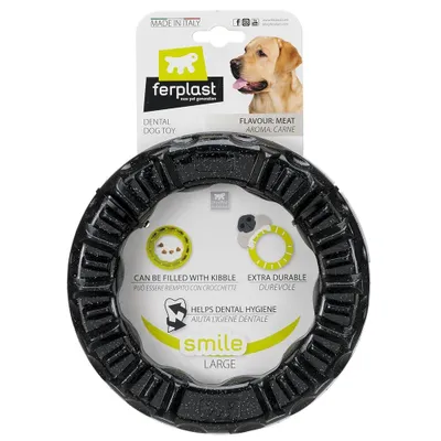 Image de FERPLAST Anneau de sourire L noir - Jouet pour chien