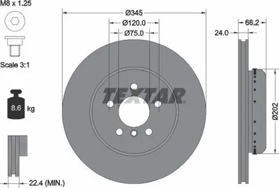 Produktbild von 2x TEXTAR Bremsscheibe 92265625 für BMW 3 Touring (F31) 3 Limousine (F30 F80)