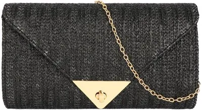 Immagine prodotto di Elegante pochette da donna in rafia nera