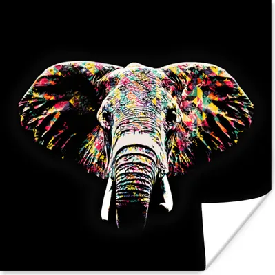 Produktbild von MuchoWow® Poster Elefant - Tiere - Farben 100x100 cm - Babyzimmer