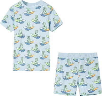 Produktbild von Design Kinderpyjama mit Kurzen Ärmeln Hellblau 104, Stoffhosen 2024 Neu