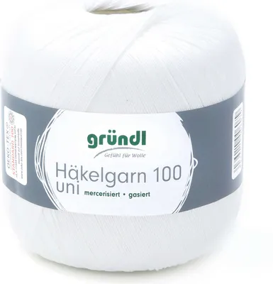 Produktbild von Gründl Häkelgarn 100 Filethäkeln 100% Baumwolle 100g/566m NS 1,5-2 mm Stärke 10 weiß (101)