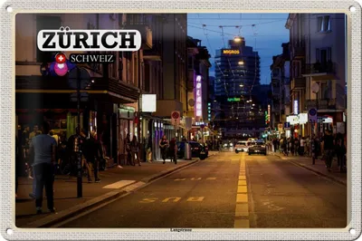 Produktbild von Blechschild Reise Zürich Schweiz Langstrasse 30x20cm