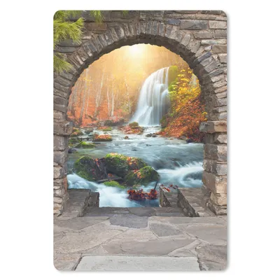 Produktbild von MuchoWow® Mauspad Mousepad Aussicht - Wasserfall - Herbst - Landschaft 40x60 cm - Mousepads - Maus Mat - Pad - Mausunterlage - Schreibtisch Accesoire