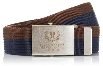 Produktbild von Herrengürtel 115 cm braun und marineblau Paolo Peruzzi Gürtel mit Clipschnalle PW-02-115