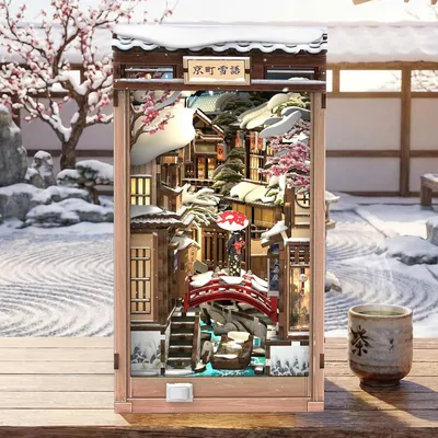 Obrázek produktu pro Dřevěný Book Nook Kjóto Zima DIY 3D Skládačka LED