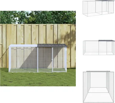 Produktbild von vidaXL Hühnerkäfig mit Dach Anthrazit 203x98x90 cm Verzinkter Stahl -  Lebensräume & Gehege für Kleintiere