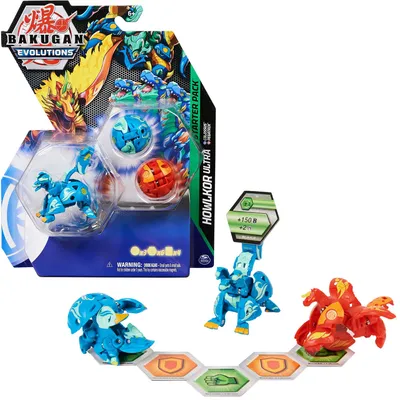 Produktbild von Bakugan Evolutions Starter-Pack mit 3 Bakugan (mit Ultra Aquos Howlkor, Basic Pyrus Pegatrix, Basic Aquos Colossus)