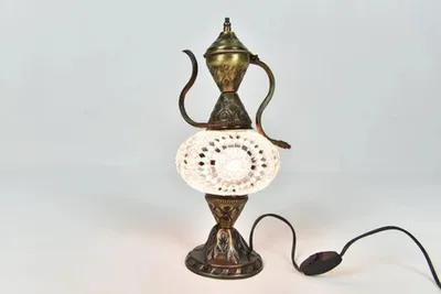 Produktbild von Handgemachte türkische Ibrik-Tischlampe, rosarosa orientalischer Dekanter-Nachtlampen-Stimmungslampe