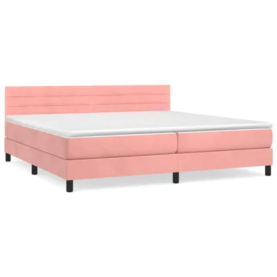 Obrázek produktu pro vidaXL Postel Boxspring s matrací růžová 200x200 cm Velvet