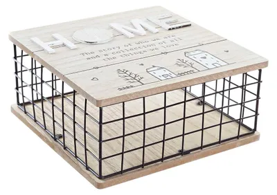 Produktbild von Dekorative Box DKD Home Decor Schwarz natürlich Metall Holz MDF