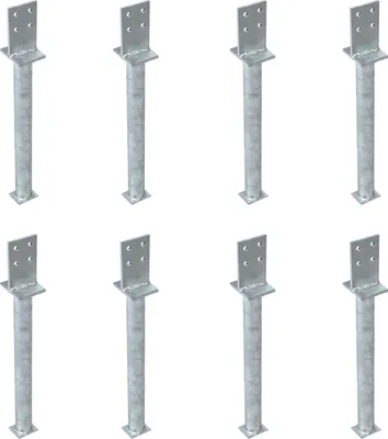 Zdjęcie produktu dla Alberts 8 x wsporniki słupków teowych ze środnikiem, kotwa do betonu 500 mm, wysokość środnika 130 mm, ocynkowane ogniowo, do osadzania w betonie