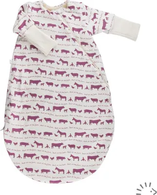 Produktbild von Popolini iobio Schlafsack Winterschlafsack Vario Interlock/Teddyplüsch GOTS Style Farm Animals Violet S=70cm