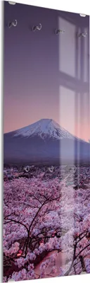 Produktbild von DEQORI Kleiderhaken aus Glas 50x125 cm 'Kirschblüten Tempel Japan' Wand Garderobe Haken