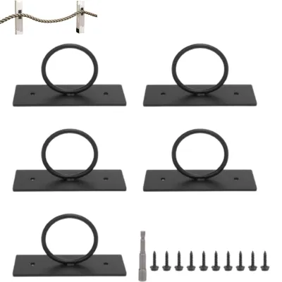 5er Set Seilhalter aus Edelstahl, schwarz, für Geländer & Zäune
