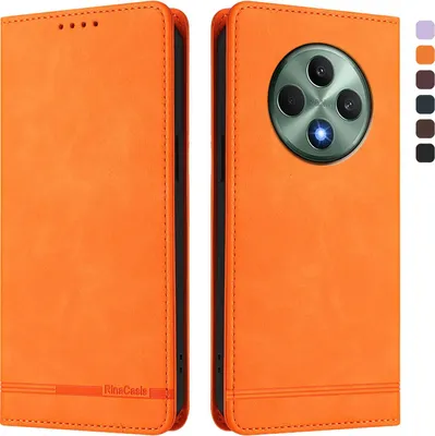Image de Etui pour Oppo Reno12 F 5G/Reno12 F 4G, étui rétro en cuirPolyuréthaneavec support et fentes pour cartes de crédit Orange