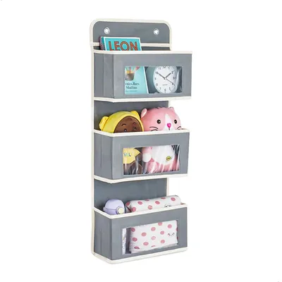 Hängender Organizer mit 3 Fächern, 32x68x10 cm, grau