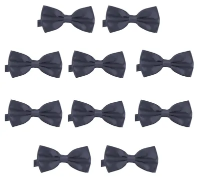 Produktbild von 10er Set DonDon Herren Fliege 12 x 6 cm gebunden und längenverstellbar grau