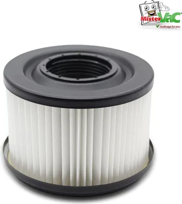 A close-up studio shot of a vacuum cleaner filter.
