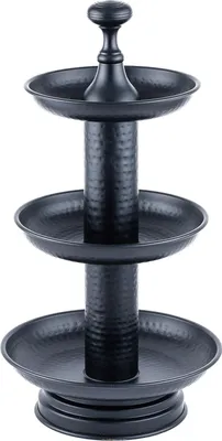Produktbild von Marrakesch Orient & Mediterran Interior 3 Etagen Etagere aus Edelstahl Rosal Schwarz rund 40cm Groß | Cupcake Ständer modern als Tischdeko