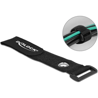 Produktbild von DeLOCK Klett-Kabelbinder mit Schlaufe und Befestigungsöse L 280 x B 38 mm schwarz 3 Stück, Kabelbinder mit Klettverschluss, Schwarz, 280 mm, 38 mm, 3 Stück(e)
