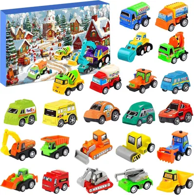 Obrázek produktu pro Adventní kalendář s autíčky – 24 hraček vozidel – Vánoční kalendář pro děti od 3 let