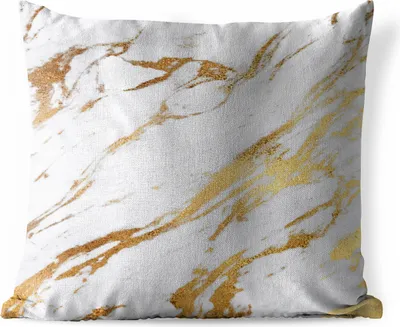 Produktbild von MuchoWow® Outdoor Kissen - Marmor - Gold - Weiß - Chic - 40x40 cm - Wetterfest - Lounge Kissen - Kopfkissen - Interieur - Polster mit Bild