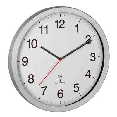 Produktbild von Analoge XL Funk-Wanduhr mit Metallrahmen, 40 cm, 60.3545.02, TFA Dostmann