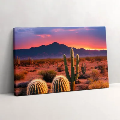 Produktbild von Sonnenuntergang in der Wüste – Leinwandbild Wandbild – 60x40 cm – Leinwandbilder – Wandbilder – Schlafzimmer – Flur